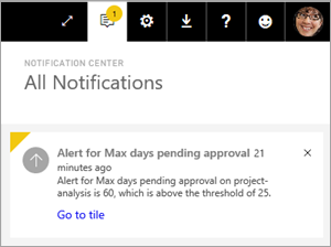 Power BI notification center.