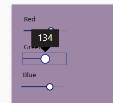 Screenshot that shows the color of the screen when you adjust the sliders.