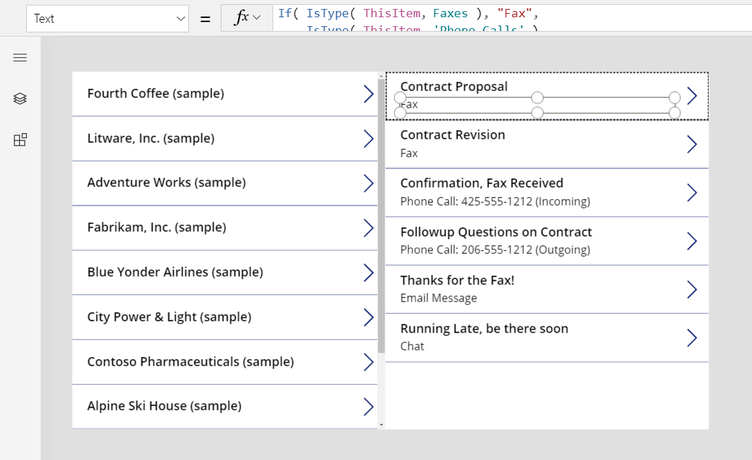 Completed screen showing information for different kinds of activities.