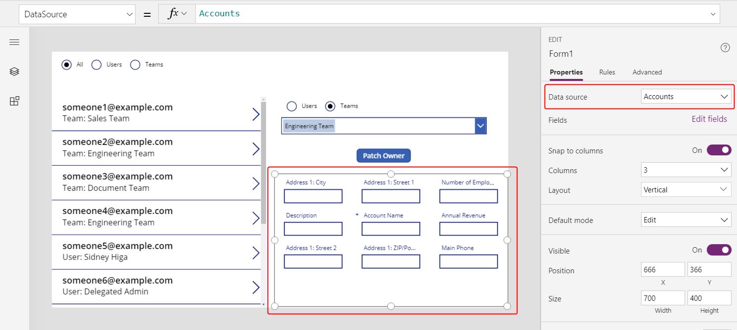 Form control showing additional fields with blank values.