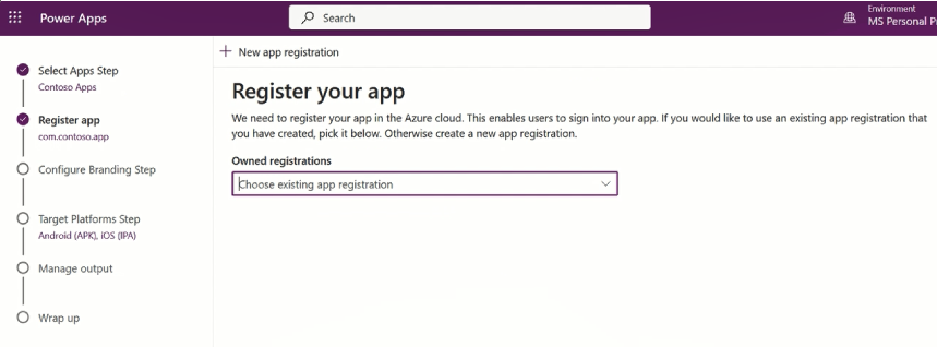 Create a new app registration.