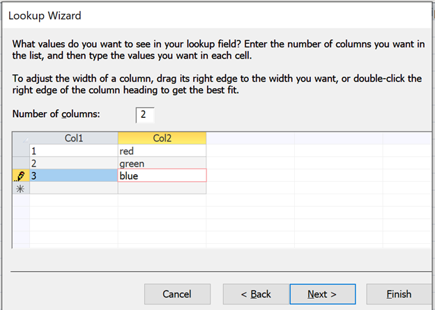 Create two columns with three rows of data each