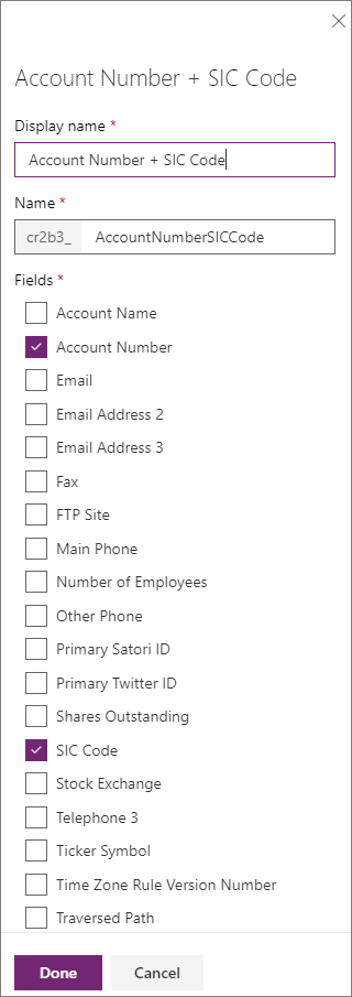 Example Alternate Key Definition.