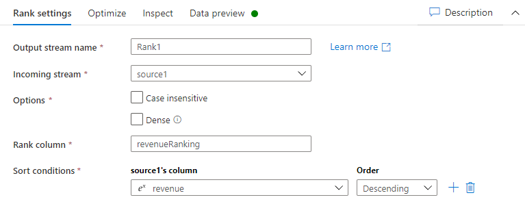 Configure the Rank settings tab