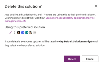 Delete a preferred solution warning