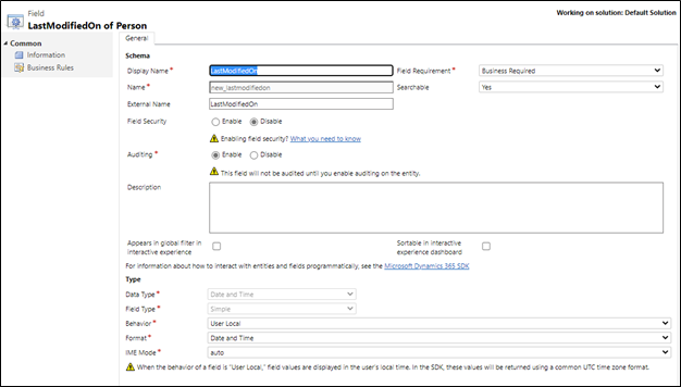 Create last modified on column.