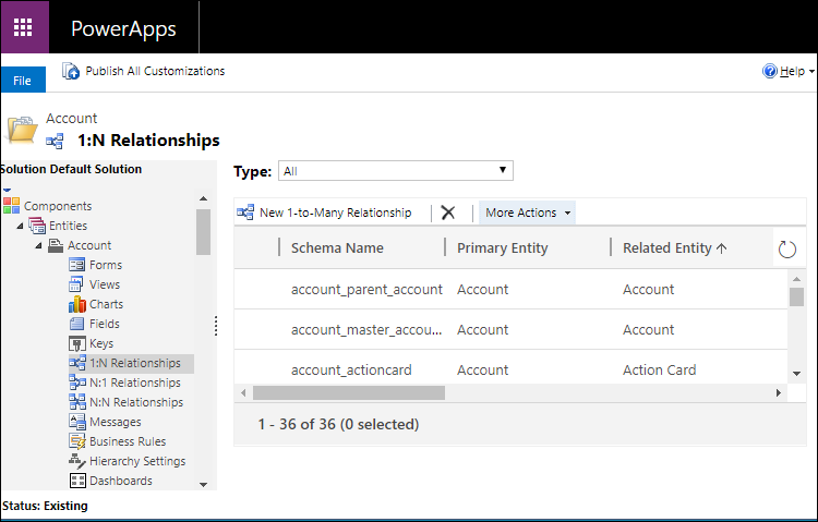 View table relationships.