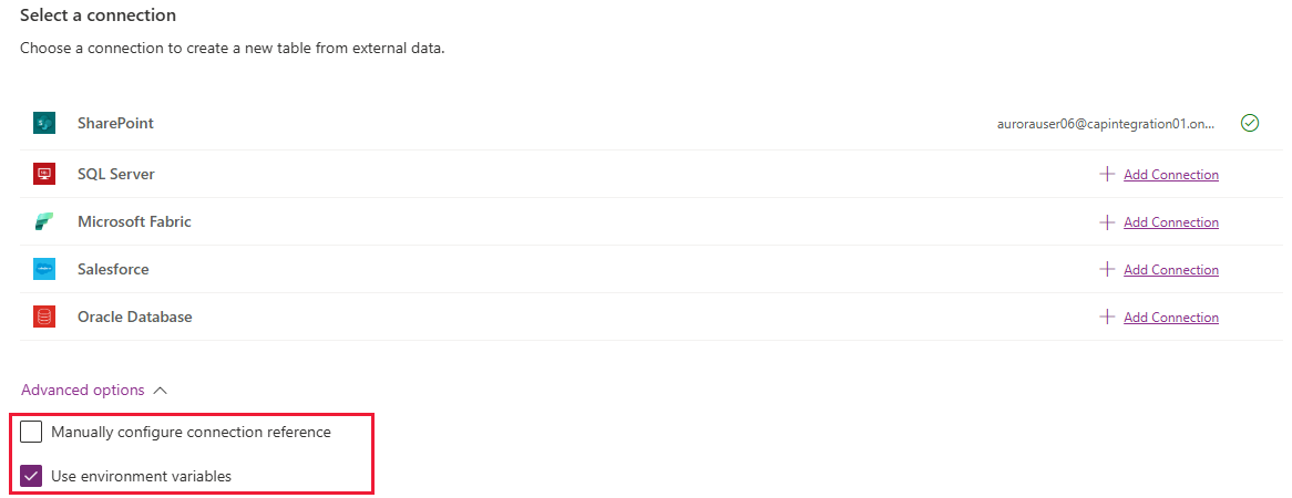 Environment variable for virtual tables