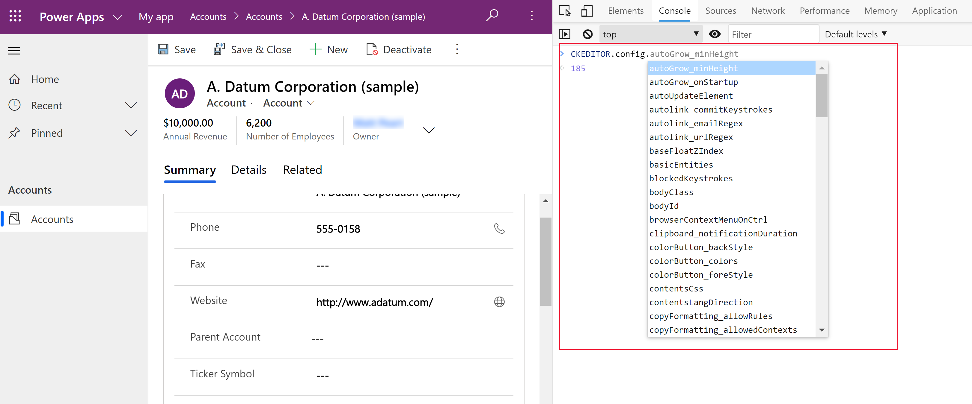 List of CK Editor configurations.