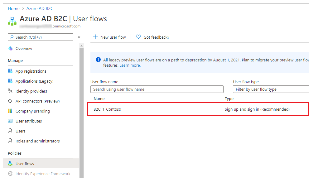 Select the user flow.