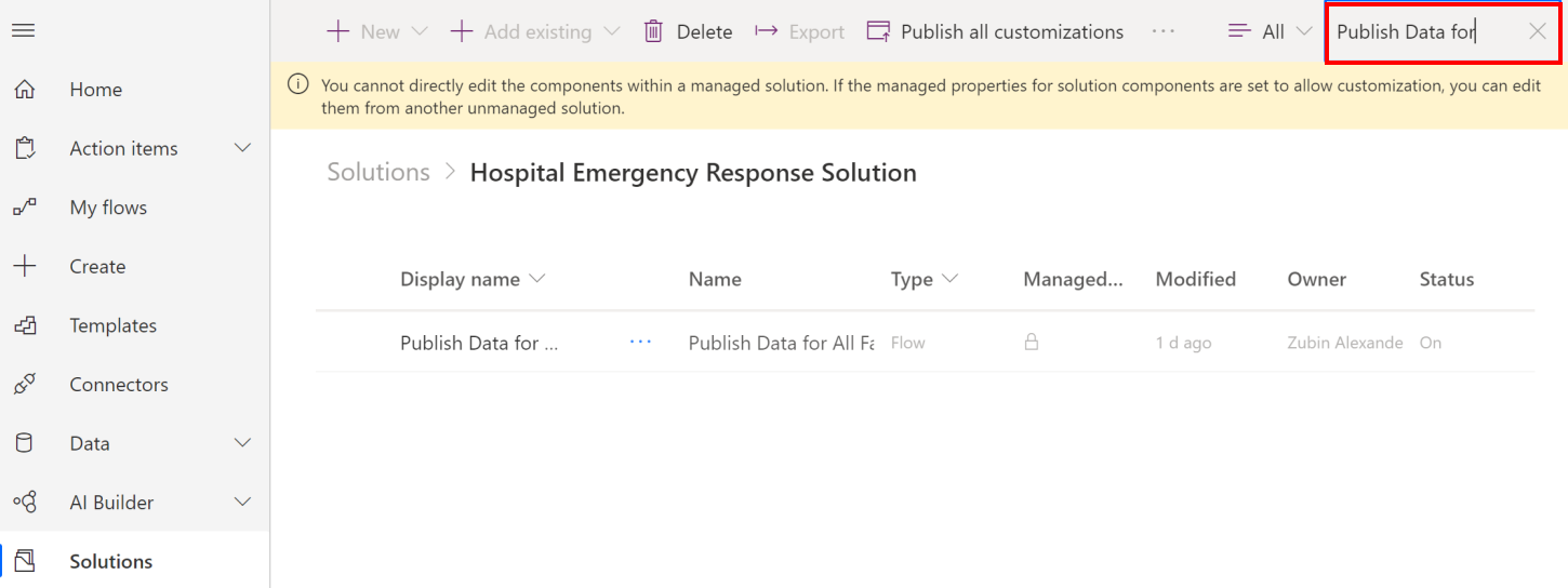 Publish Data for All Facilities flow.