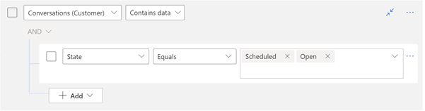 A screenshot of the view filter editor, showing a condition added from a related table.