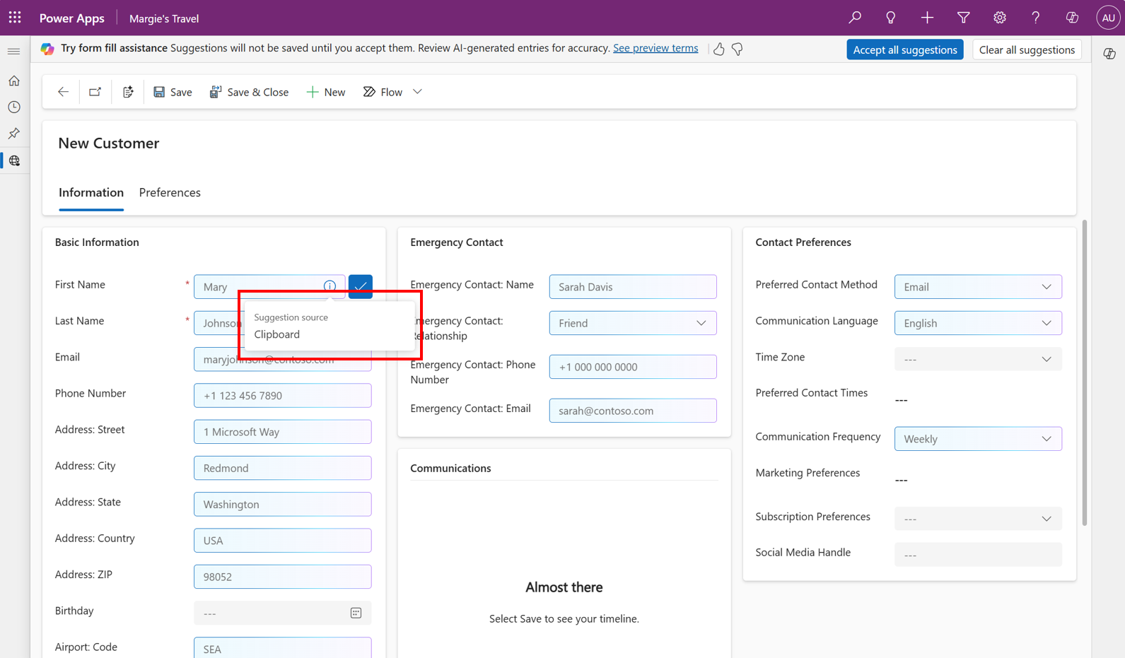 Screenshot that shows a citation for a form fill suggestion.