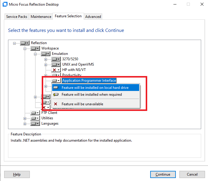 Screenshot of the Application Programmer Interface (API) to be installed.