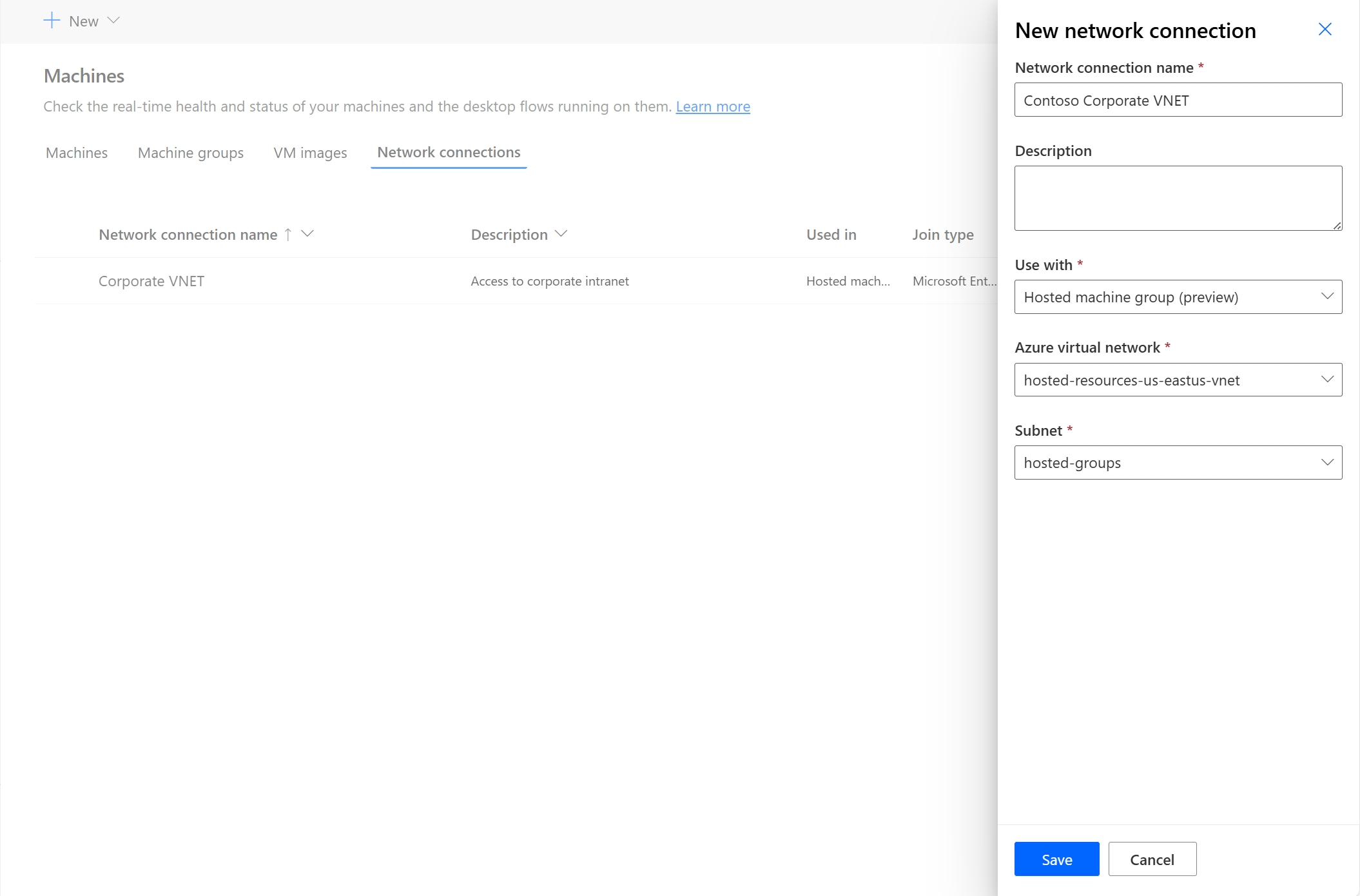 Screenshot of selecting the subnet in a new network connection.