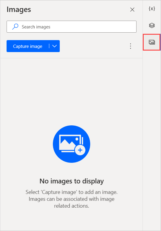 Screenshot of the Images tab in the flow designer.