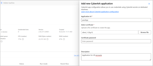 Screenshot of configure CyberArk on machine group