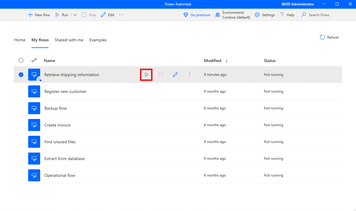 Set flow property and run in picture-in-picture through the Power Automate console.