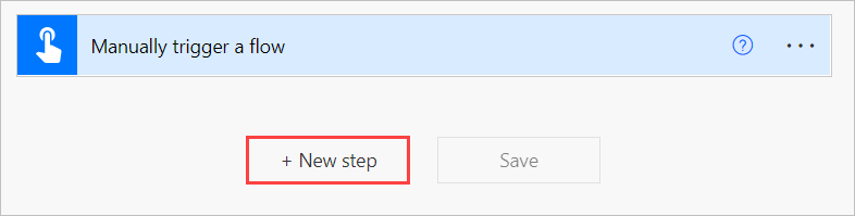 Screenshot of the New step option.