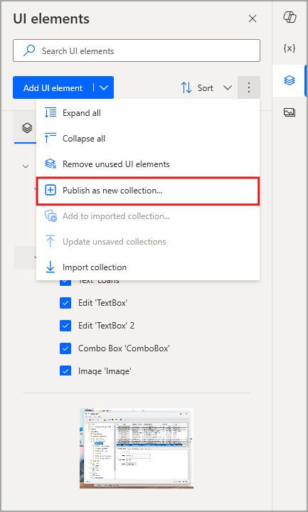 Screenshot of publish as new collection option.