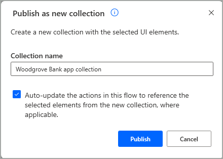 Screenshot of confirmation dialog when publishing a new collection