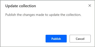 Confirmation dialog to update a collection