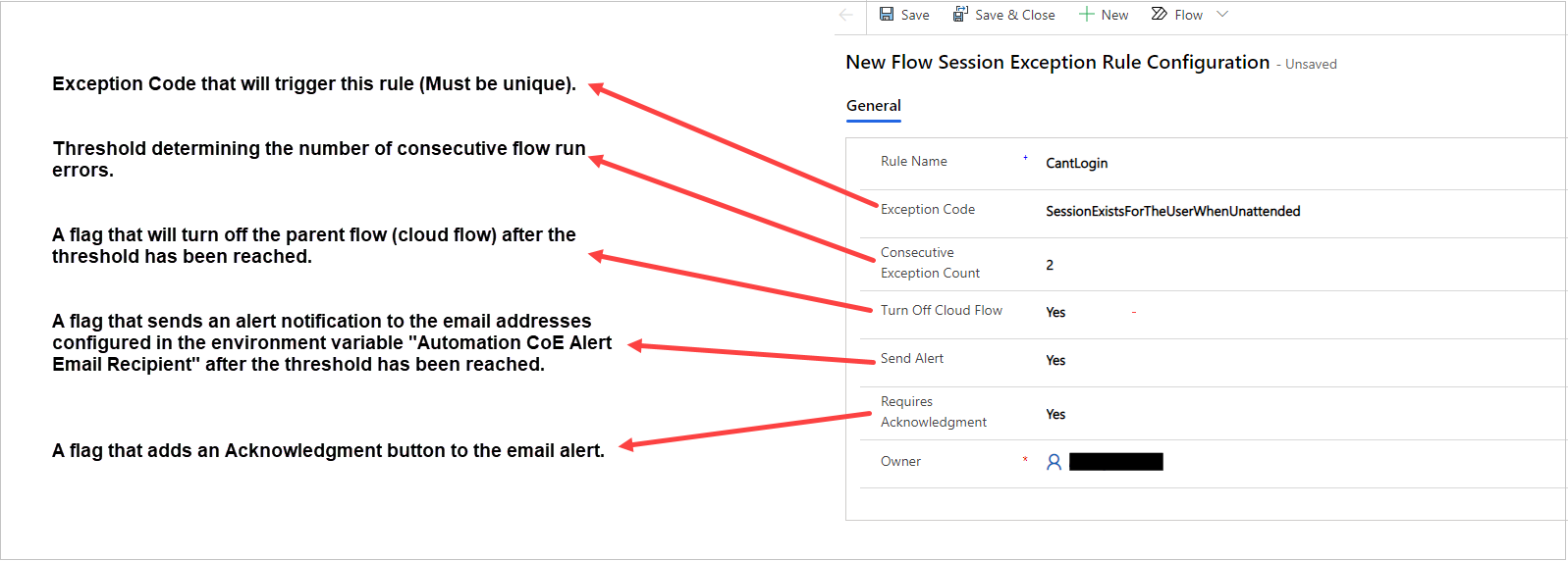 A screenshot that displays the exception rule configuration.