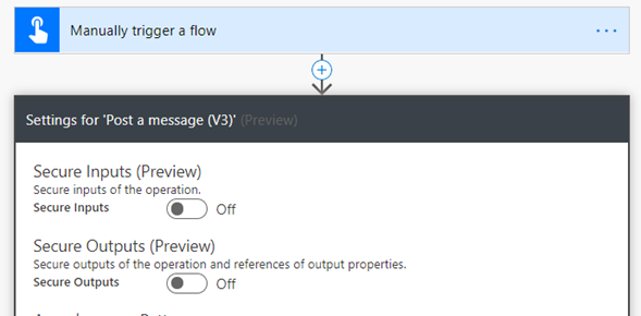 Secure inputs and secure outputs settings.