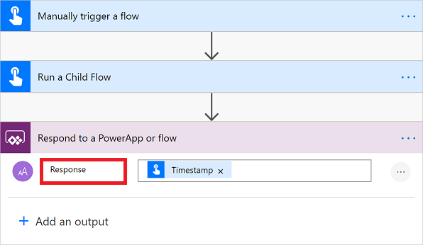 Screenshot of a child flow response.