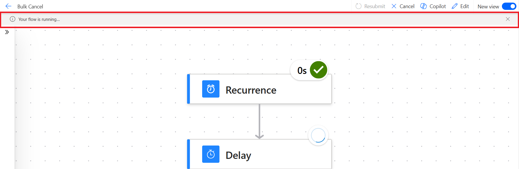Screenshot of the banner that indicates a flow is running.