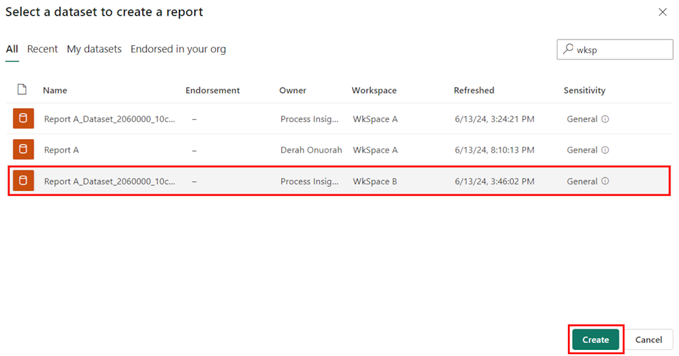 Screenshot of the semantic model of the process that was created in your Test environment.