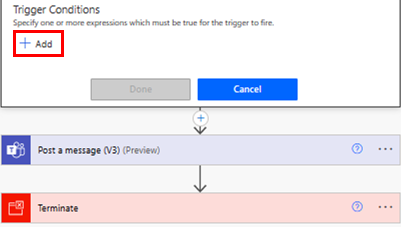 Screenshot that shows where you add a trigger condition.