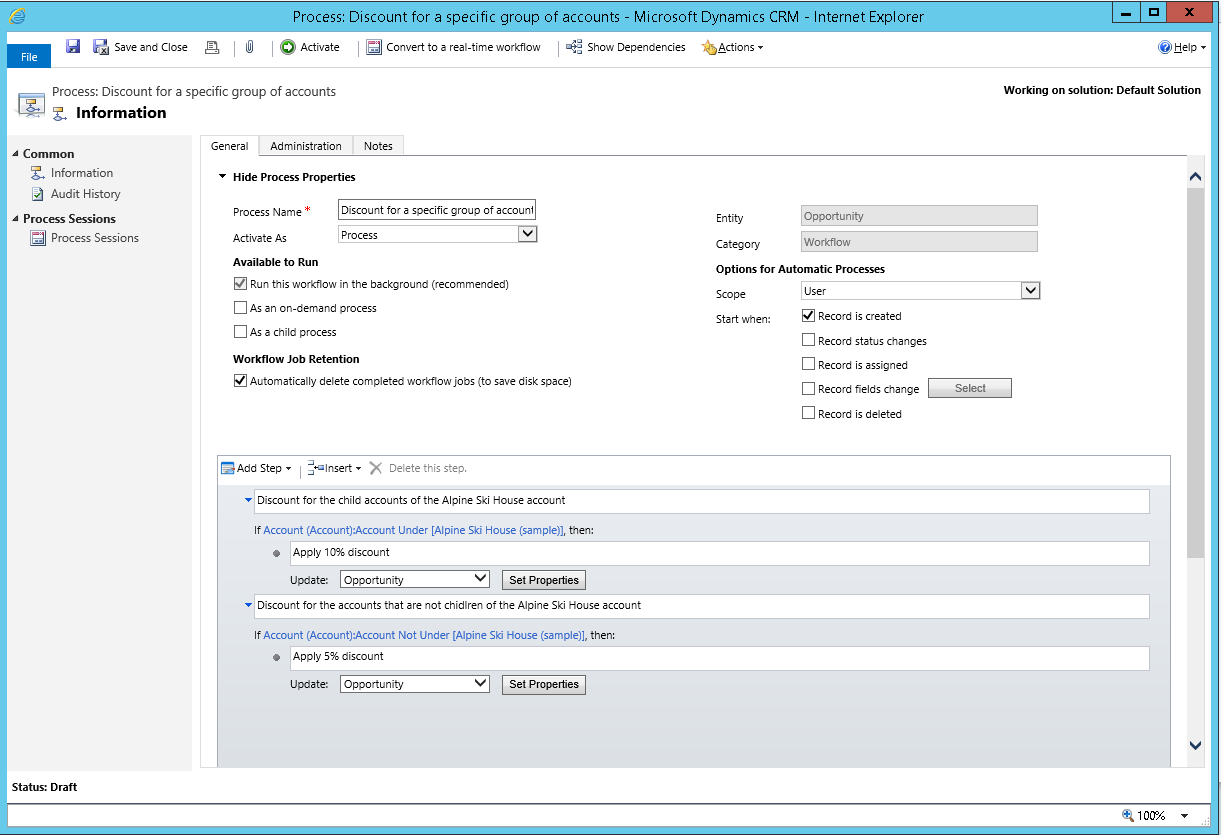 Screenshot showing workflow process with Under/Not Under operators.