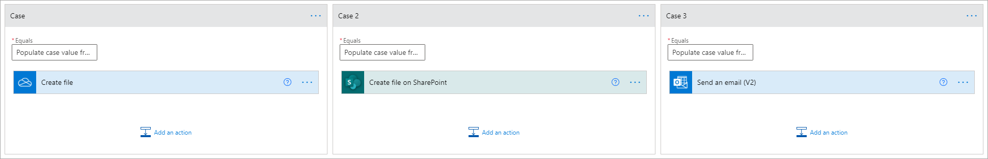 Screenshot that shows where to enter values for Case, Case 2, and Case 3.