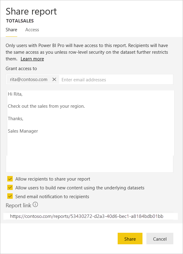 Share a Power BI dashboard