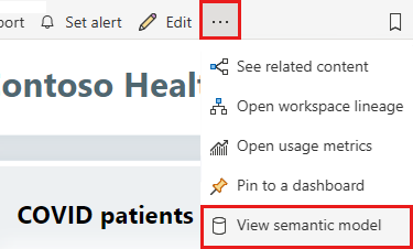 View semantic model menu command