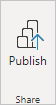 Screenshot of the Publish on the ribbon, showing how to Publish from Power BI Desktop.