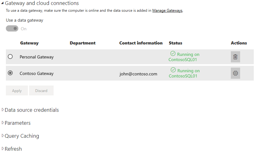 Screenshot of how to create gateway connection.