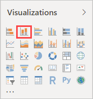 Screenshot of the Visualizations pane with the Stacked column chart highlighted.