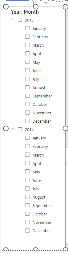 Screenshot of date hierarchy slicer.