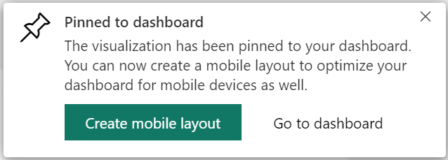 Screenshot of the Pinned to dashboard dialog.