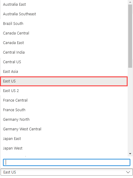 Screenshot of the Azure portal capacity creation screen, which shows the home tenant default selection in the location drop-down menu.