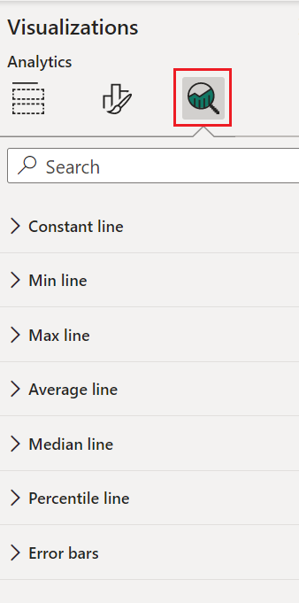 Screenshot of the Analytics pane in the Visualizations section.