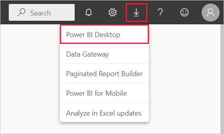 Screenshot of Power B I Service showing the download Power B I Desktop option.