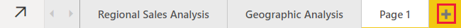 Screenshot of the new page button in Power B I service.