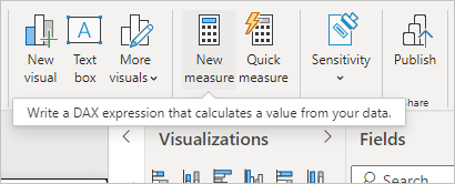 Screenshot of new measure from the ribbon.