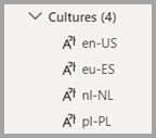 Screenshot of the cultures area in Model explorer.