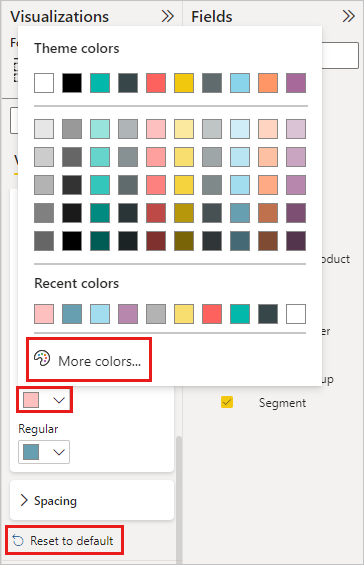 Screenshot showing Data color section with color palette open.