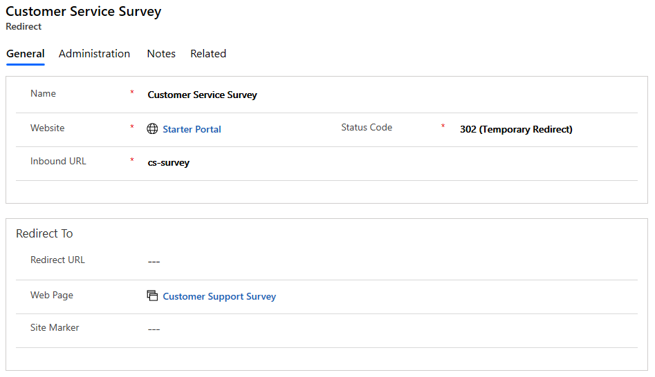 Redirect a customer survey.