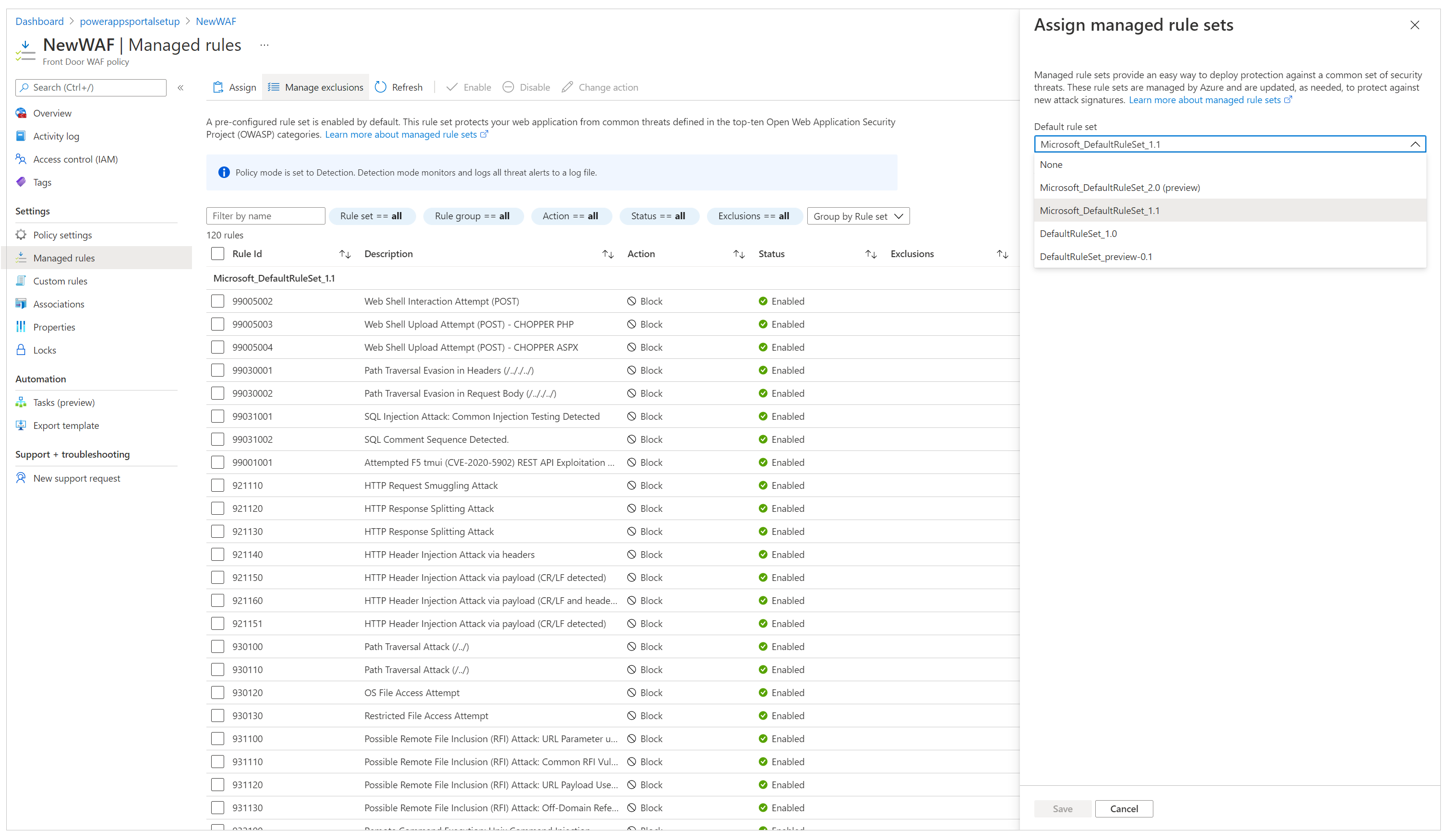 Manage rule set - Assign